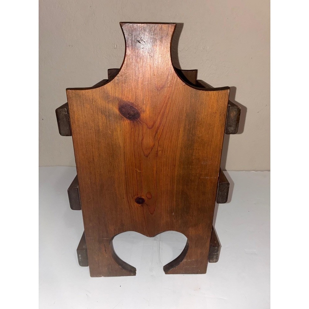 VTG Rustic Wooden Heart Cutouts Freestanding Storage Rack Cottagecore Decor